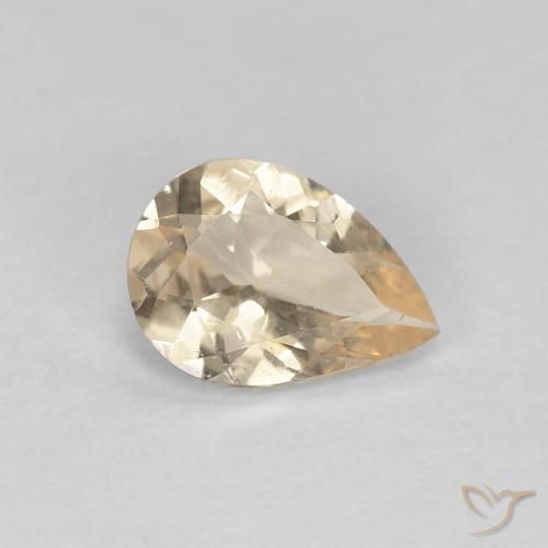 0.63 ct Golden Morganite Stone, Natural Morganite in Pear Facet Shape for Sale