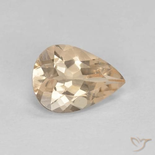 0.85 ct Orange Morganite Gemstone, Morganite Gem in Pear Facet Shape for Sale.