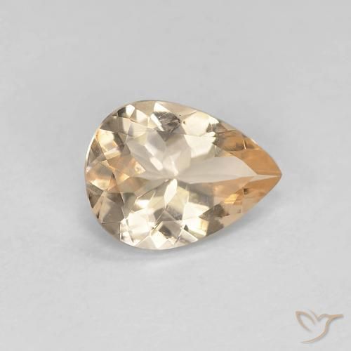 0.74 ct Orange Morganite Gemstone, Morganite Gem in Pear Facet Shape for Sale.