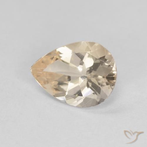 0.84 ct Golden Morganite Stone, Natural Morganite in Pear Facet Shape for Sale
