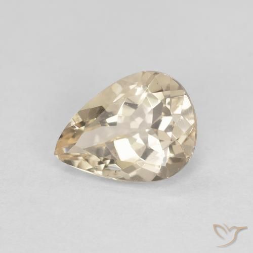0.91 ct Golden Morganite Stone, Natural Morganite in Pear Facet Shape for Sale
