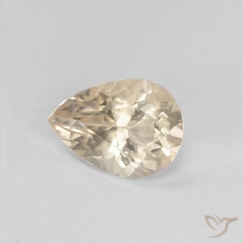 0.76 ct Golden Morganite Stone, Natural Morganite in Pear Facet Shape for Sale