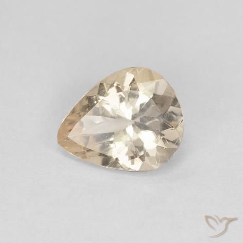 0.70 ct Golden Morganite Gemstone, Morganite Gem in Pear Facet Shape for Sale.