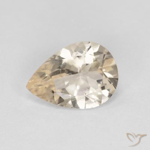 0.88 ct Golden Morganite Stone, Natural Morganite in Pear Facet Shape for Sale