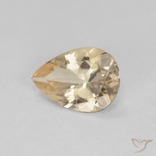 0.76 ct Golden Morganite Stone, Natural Morganite in Pear Facet Shape for Sale