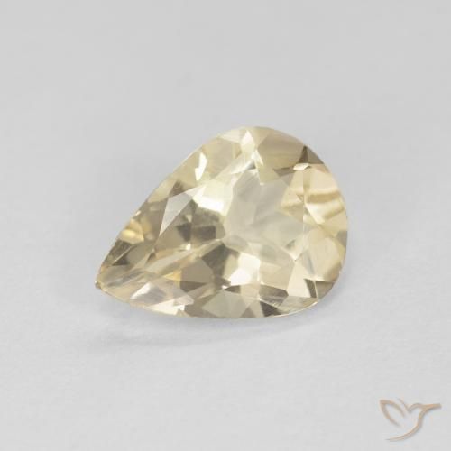 0.75 ct Golden Morganite Stone, Natural Morganite in Pear Facet Shape for Sale