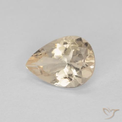 0.78 ct Golden Morganite Stone, Natural Morganite in Pear Facet Shape for Sale