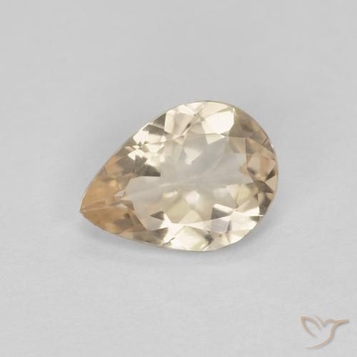 0.75 ct Golden Morganite Gemstone, Morganite Gem in Pear Facet Shape for Sale.