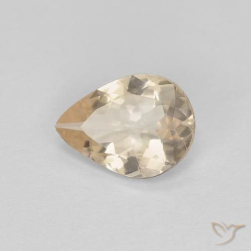 0.75 ct Golden Morganite Stone, Natural Morganite in Pear Facet Shape for Sale