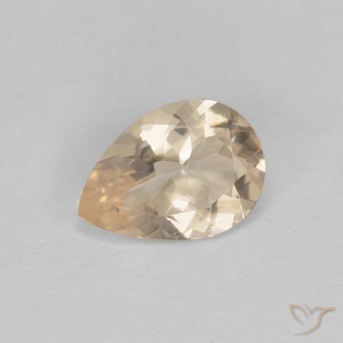 0.75 ct Golden Morganite Gemstone, Morganite Gem in Pear Facet Shape for Sale.