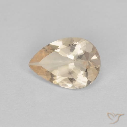 0.75 ct Golden Morganite Stone, Natural Morganite in Pear Facet Shape for Sale