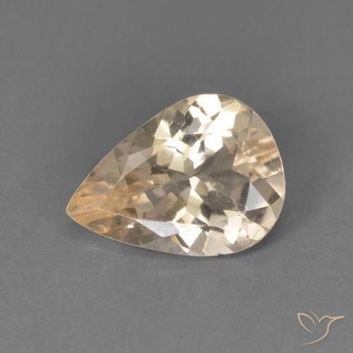0.89ct Natural Light Orange Morganite, Pear Shape, VVS-VS