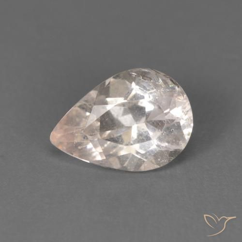 0.82ct Natural Salmon Pink Morganite, Pear Shape, SI