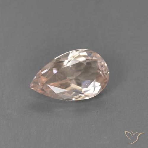 0.62ct Natural Salmon Pink Morganite, Pear Shape, VVS