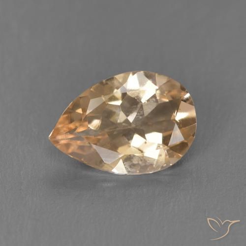 0.78ct Natural Light Orange Morganite, Pear Shape, VS