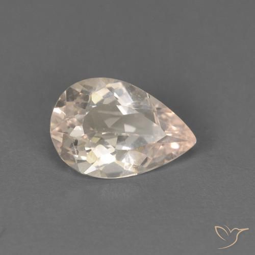 0.52ct Natural Very Light Pink Morganite, Pear Shape, VS