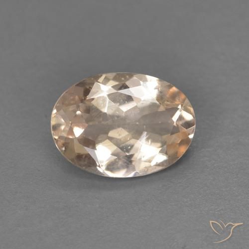 0.91 ct Orange Morganite Gemstone, Morganite Gem in Oval Facet Shape for Sale.