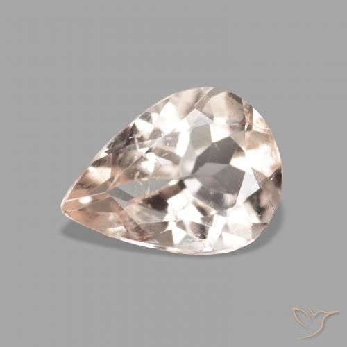 0.96ct Natural Medium Pink Morganite, Pear Shape, VS