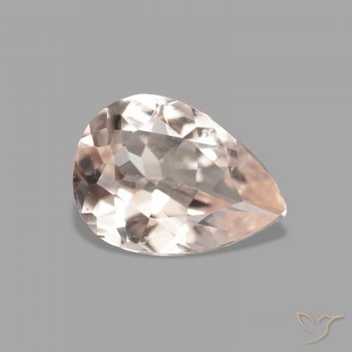 0.84 ct Pink Morganite Stone, Natural Morganite in Pear Facet Shape for Sale
