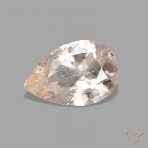 0.66ct Natural Salmon Pink Morganite, Pear Shape, VVS