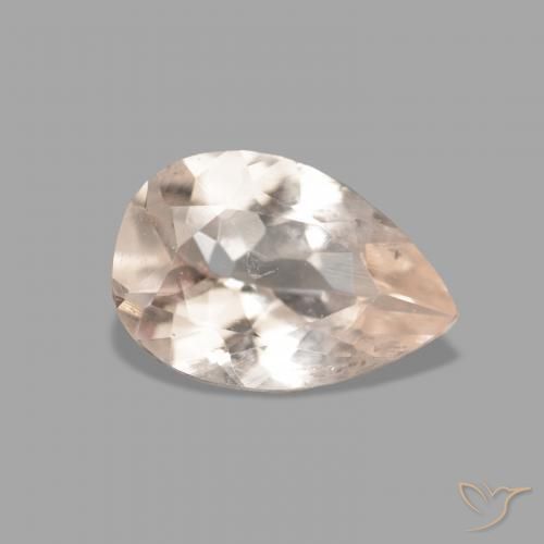0.66 ct Pink Morganite Stone, Natural Morganite in Pear Facet Shape for Sale
