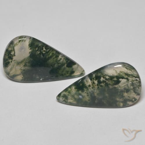 23.8 ct Pear Moss Agate, 27.4 x 15.8 mm From India, Photo A