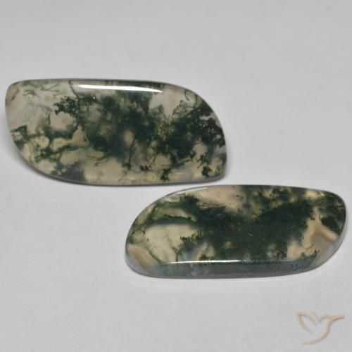 33.46 ctw Multicolor Moss Agate Stones, Natural Moss Agate in Fancy Cabochon Shape for Sale