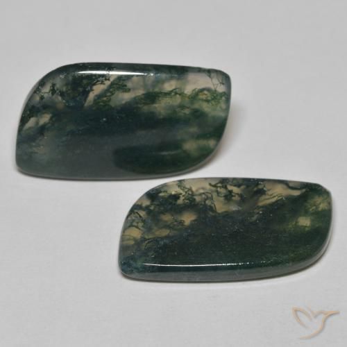 22.84 ctw Multicolor Moss Agate Stones, Natural Moss Agate in Fancy Cabochon Shape for Sale