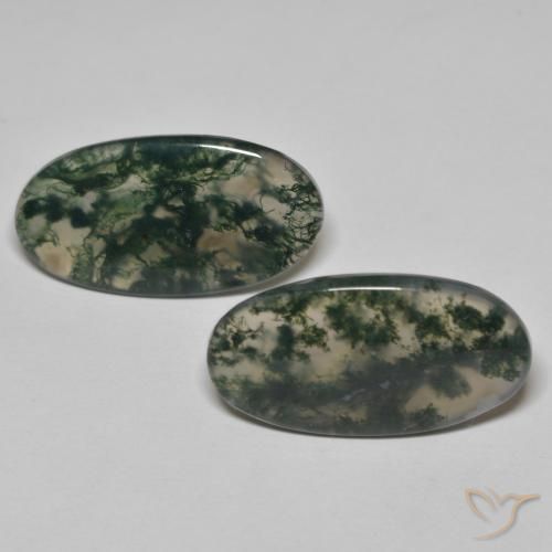 24.09 ct Oval Moss Agate, 25.8 x 13.6 mm From India, Photo A