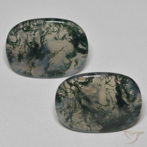 23.13 ctw Multicolor Moss Agate Gemstones, Moss Agate Gems in Cushion Cabochon Shape for Sale.