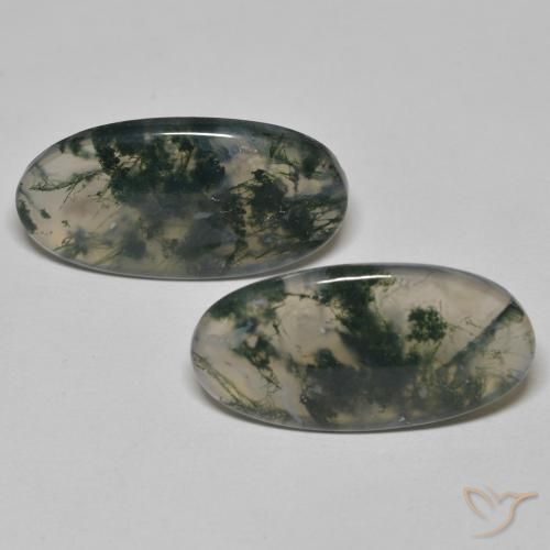 24.65 ct Oval Moss Agate, 26.1 x 13.5 mm From India, Photo A