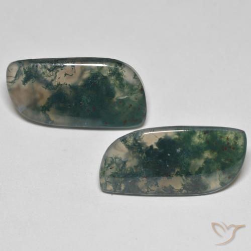 19.8 ct Fancy Moss Agate, 23.3 x 11.4 mm From India, Photo A