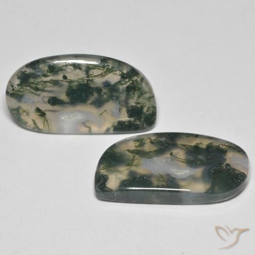 23.30 ctw Multicolor Moss Agate Stones, Natural Moss Agate in Fancy Cabochon Shape for Sale
