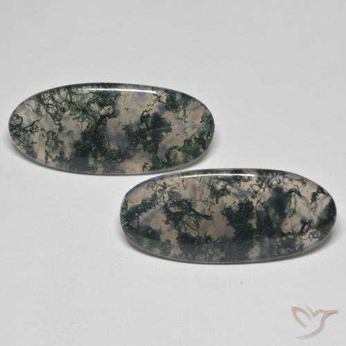 29.86 ct Oval Moss Agate, 31.8 x 14.4 mm From India, Photo A