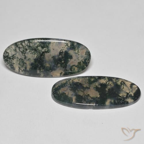 29.86 ctw Multicolor Moss Agate Stones, Natural Moss Agate in Oval Cabochon Shape for Sale