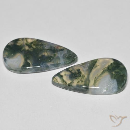 Moss Agate Gemstones in 24.9 x 15 mm Size for Sale, Moss Agate Stones in Multicolor Color