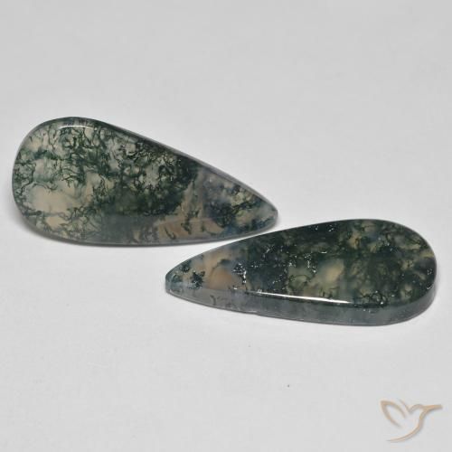 22.50 ctw Multicolor Moss Agate Stones, Natural Moss Agate in Pear Cabochon Shape for Sale