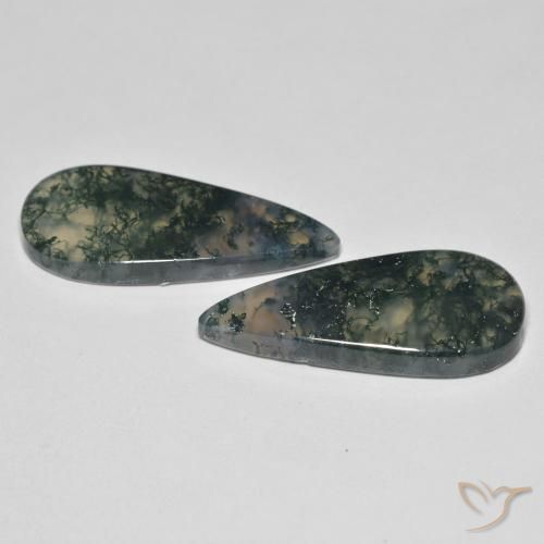 Moss Agate Gemstones in 27.9 x 12.8 mm Size for Sale, Moss Agate Stones in Multicolor Color