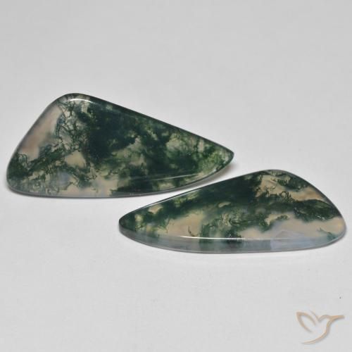 23.57 ctw Multicolor Moss Agate Stones, Natural Moss Agate in Fancy Cabochon Shape for Sale