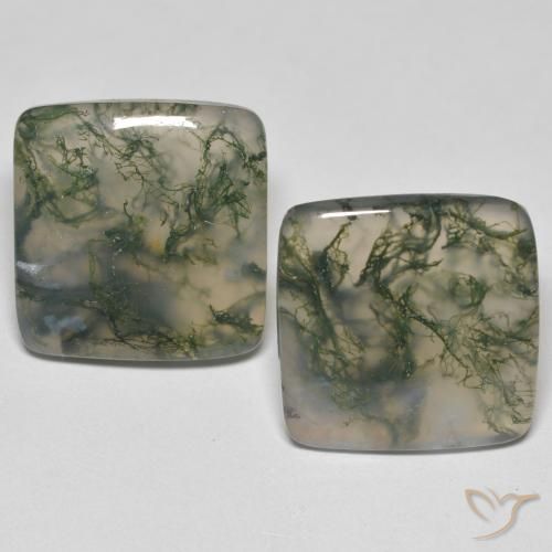24.59 ct Square Moss Agate, 16.4 x 16 mm From India, Photo A