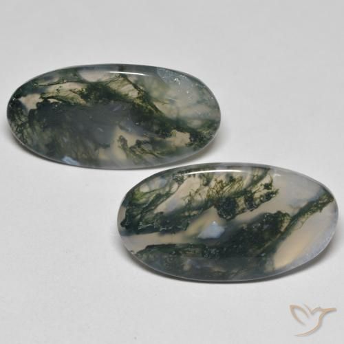 23.37 ct Oval Moss Agate, 24.9 x 13.2 mm From India, Photo A