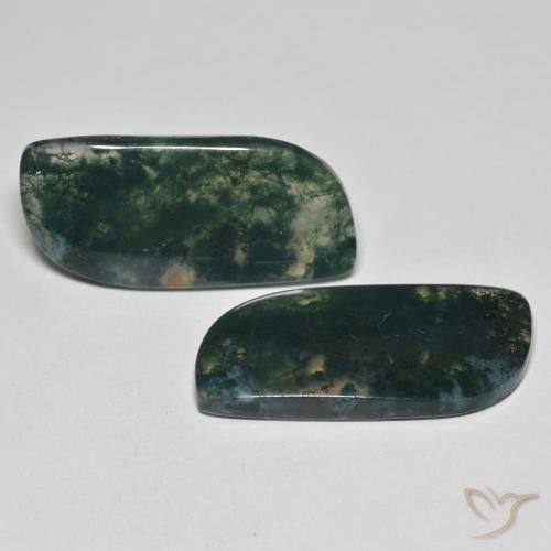 27.36 ctw Multicolor Moss Agate Stones, Natural Moss Agate in Fancy Cabochon Shape for Sale