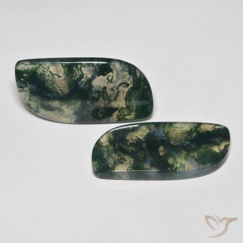 32.97 ctw Multicolor Moss Agate Stones, Natural Moss Agate in Fancy Cabochon Shape for Sale