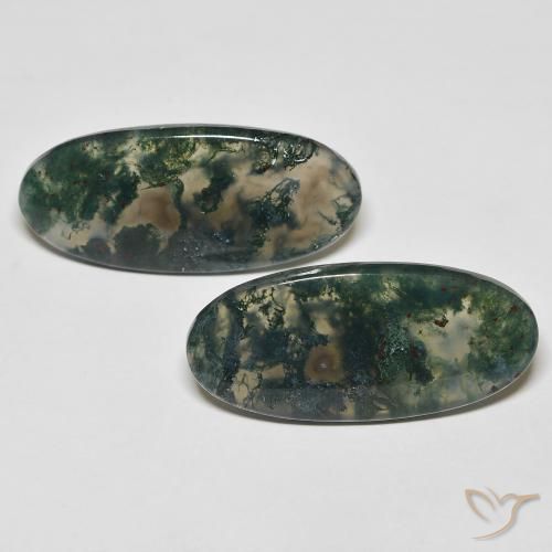 29.52 ct Oval Moss Agate, 28.9 x 13.3 mm From India, Photo A