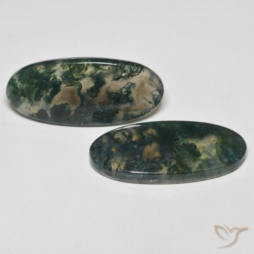 29.52 ctw Multicolor Moss Agate Stones, Natural Moss Agate in Oval Cabochon Shape for Sale
