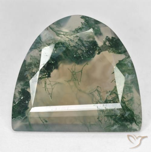 18.92 ct Multicolor Moss Agate Gemstone, Moss Agate Gem in Fancy Cut Shape for Sale.