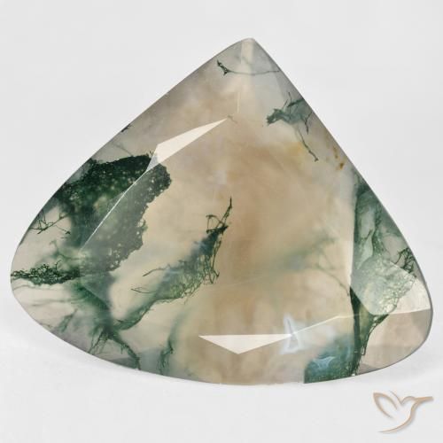 29.68 ct Multicolor Moss Agate Stone, Natural Moss Agate in Pear Facet Shape for Sale