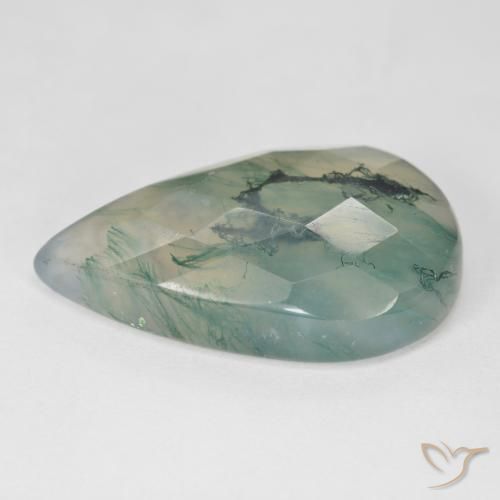 Moss Agate Gemstone in 25.6 x 15.4 mm Size for Sale, Moss Agate Stone in Light Green Color