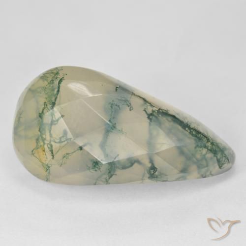 19.03ct Natural Light Green Moss Agate, Fancy, Translucent