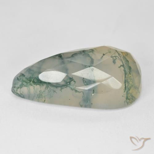 Moss Agate Gemstone in 25.2 x 12.7 mm Size for Sale, Moss Agate Stone in Light Green Color
